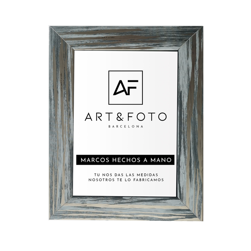 Marco Art Ancho Gris Vetado - 100% Artesanal con Cristal