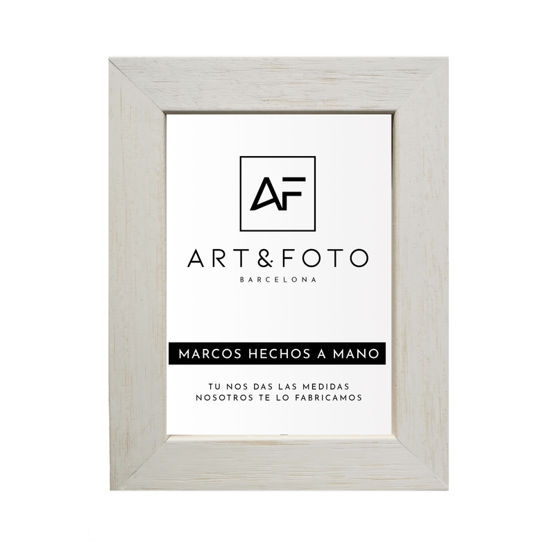 Marco Art Ancho Blanco  - 100% Artesanal con Cristal
